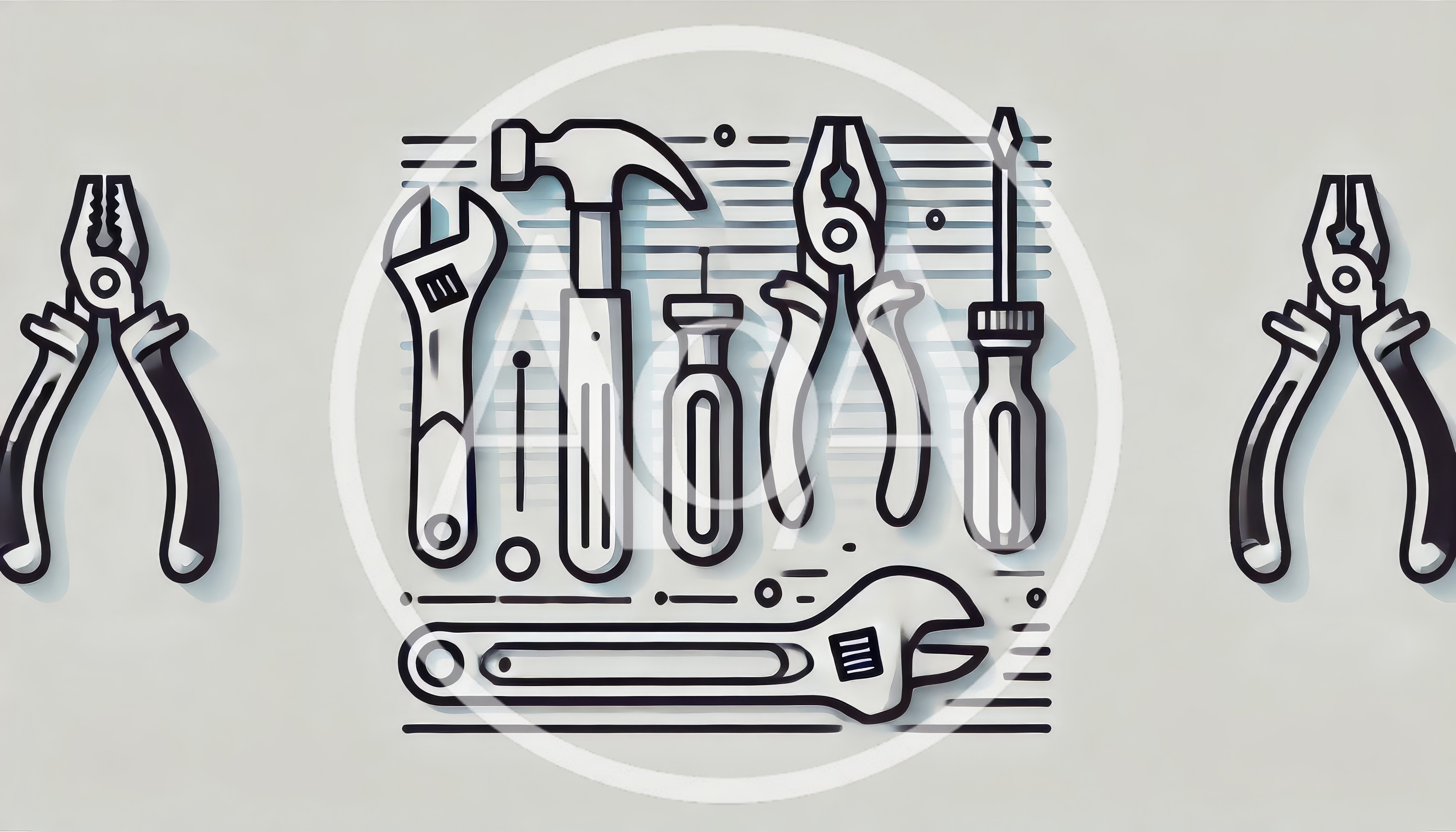 Minimalist Line Art Illustration Of Assorted Hand Tools