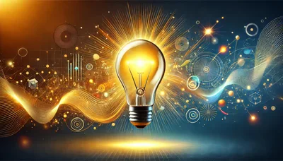 Glowing Light Bulb With Abstract Digital Data Visualization