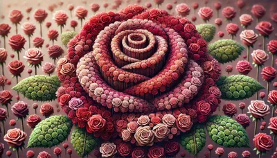 Surreal Fractal Rose Composed Of Miniature Flower Petals