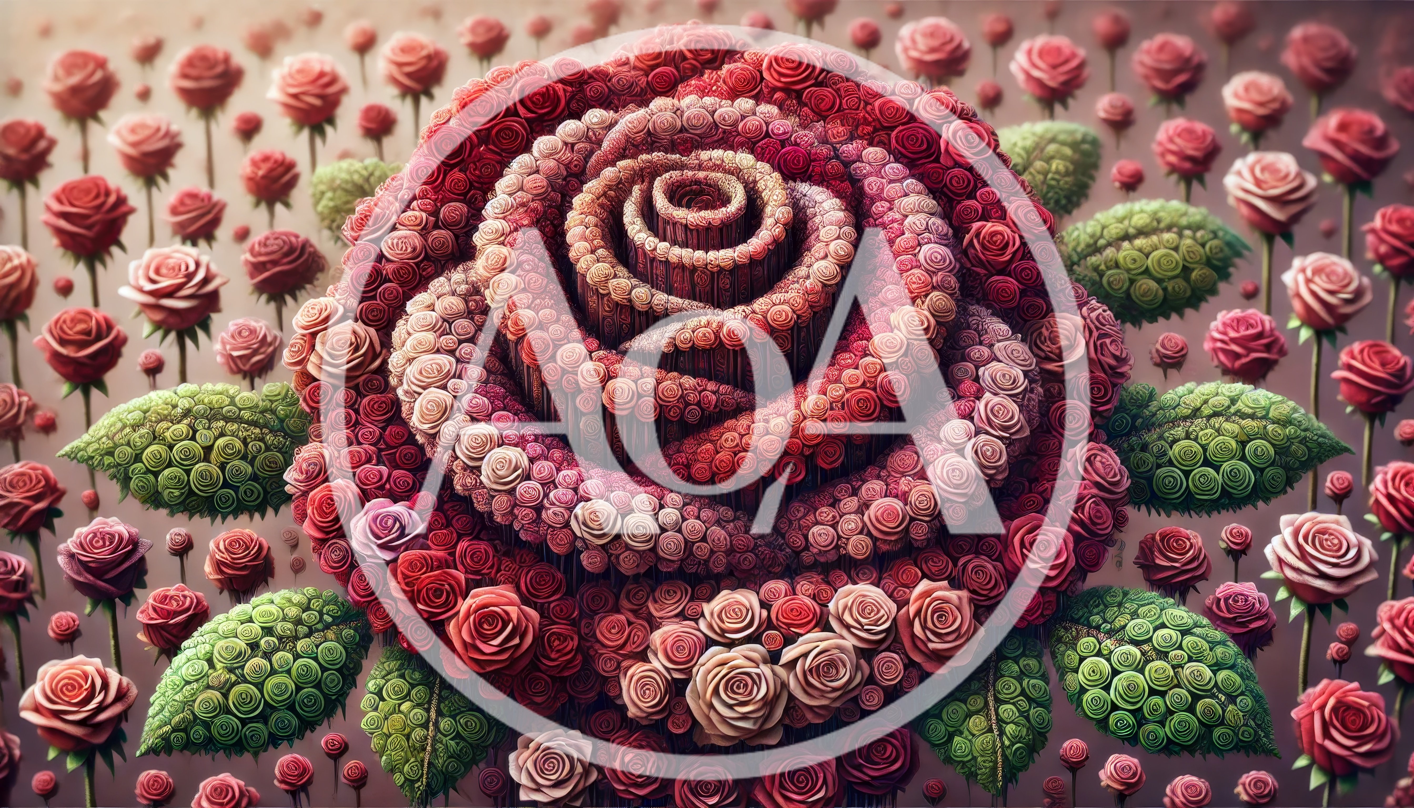 Surreal Fractal Rose Composed Of Miniature Flower Petals