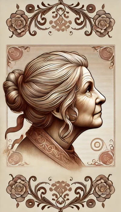 Vintage Engraving Style Portrait Of An Elderly Woman