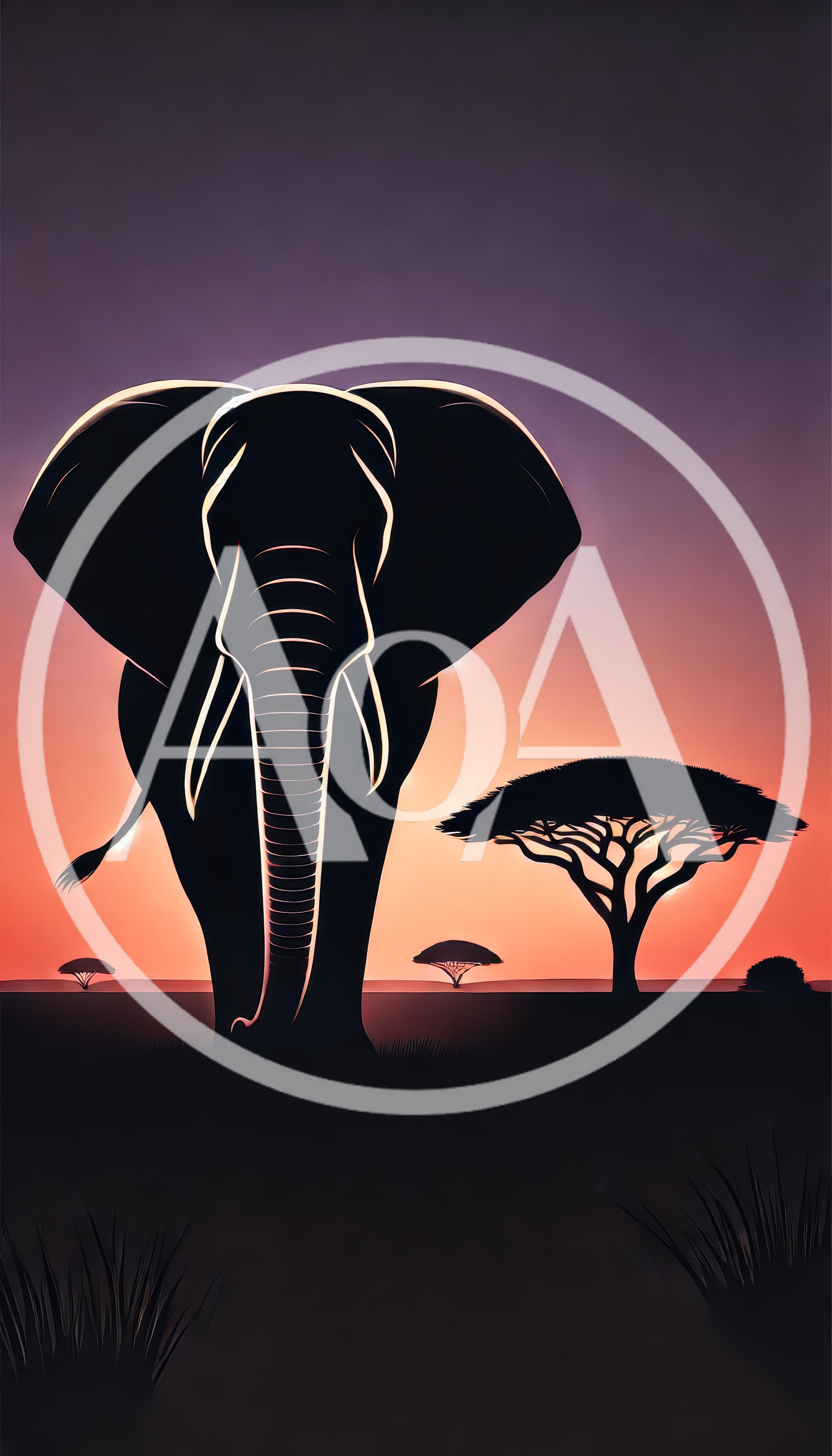 Majestic African Elephant Silhouette At Sunset