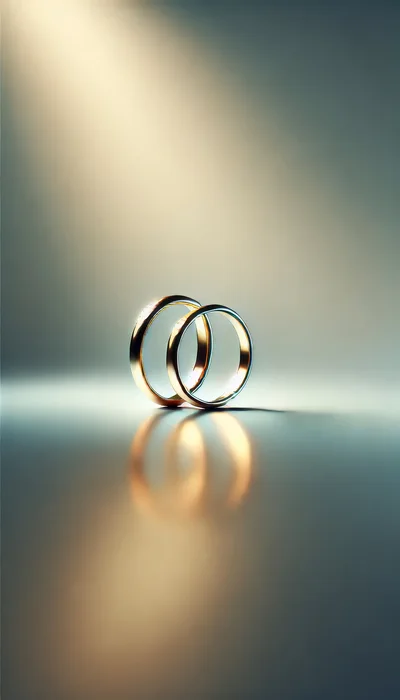 Two Golden Wedding Rings With Soft Lighting