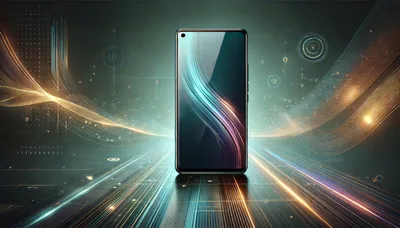 Smartphone Displaying Abstract Digital Light Waves
