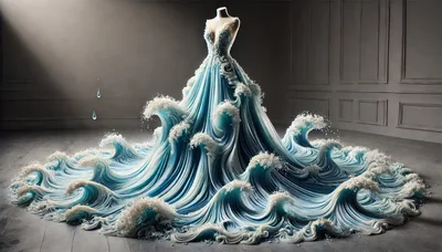 Surreal Ocean Wave Inspired Haute Couture Gown