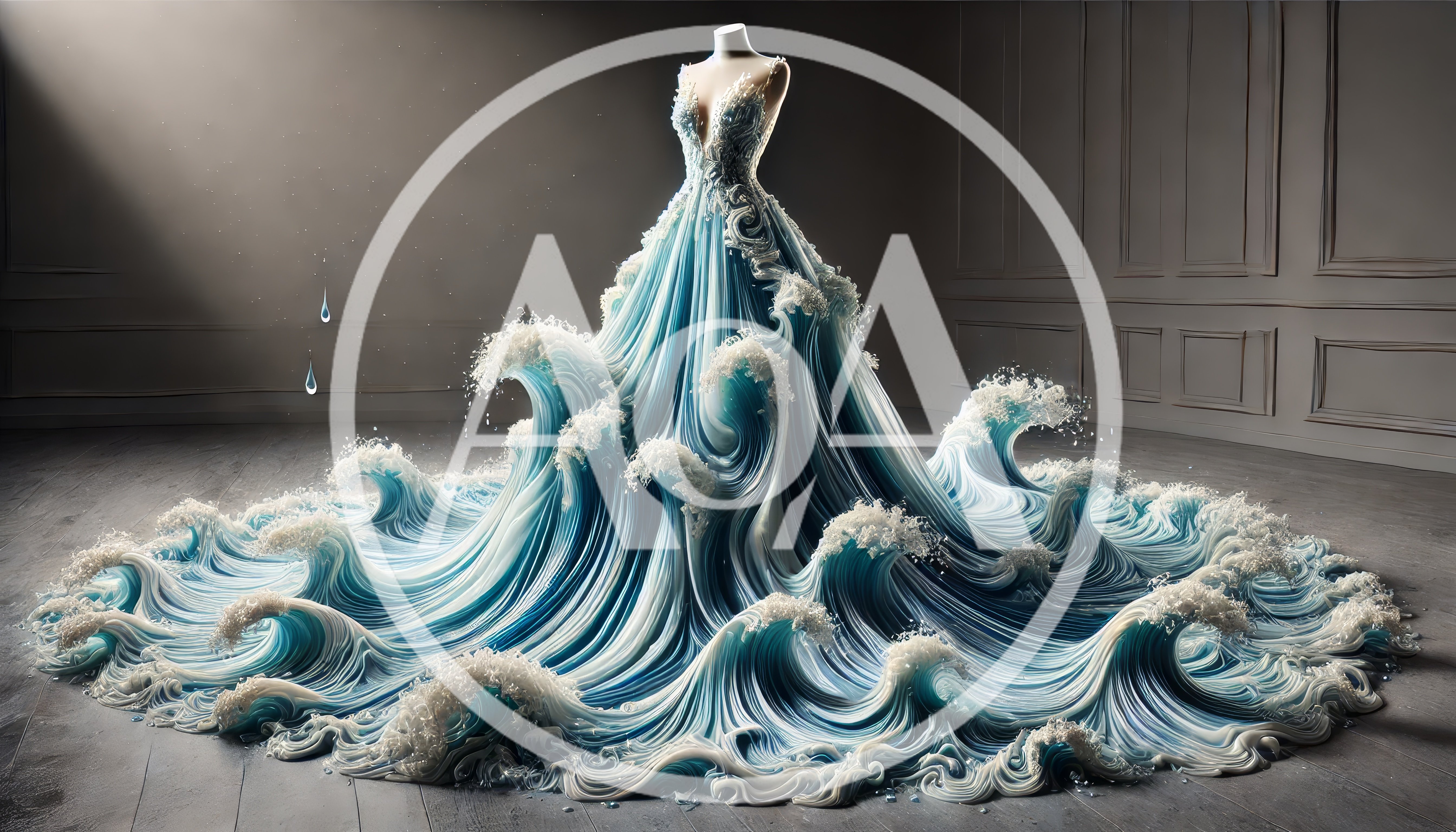 Surreal Ocean Wave Inspired Haute Couture Gown
