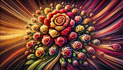 Abstract Floral Bouquet With Radiant Light Streaks