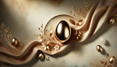 Golden Easter Eggs With Silk Fabric And Floral Accents