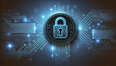 Digital Security Padlock Icon On Circuit Board Background