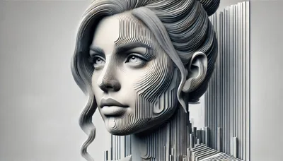 Abstract Layered Paper Cutout Portrait Of A Woman