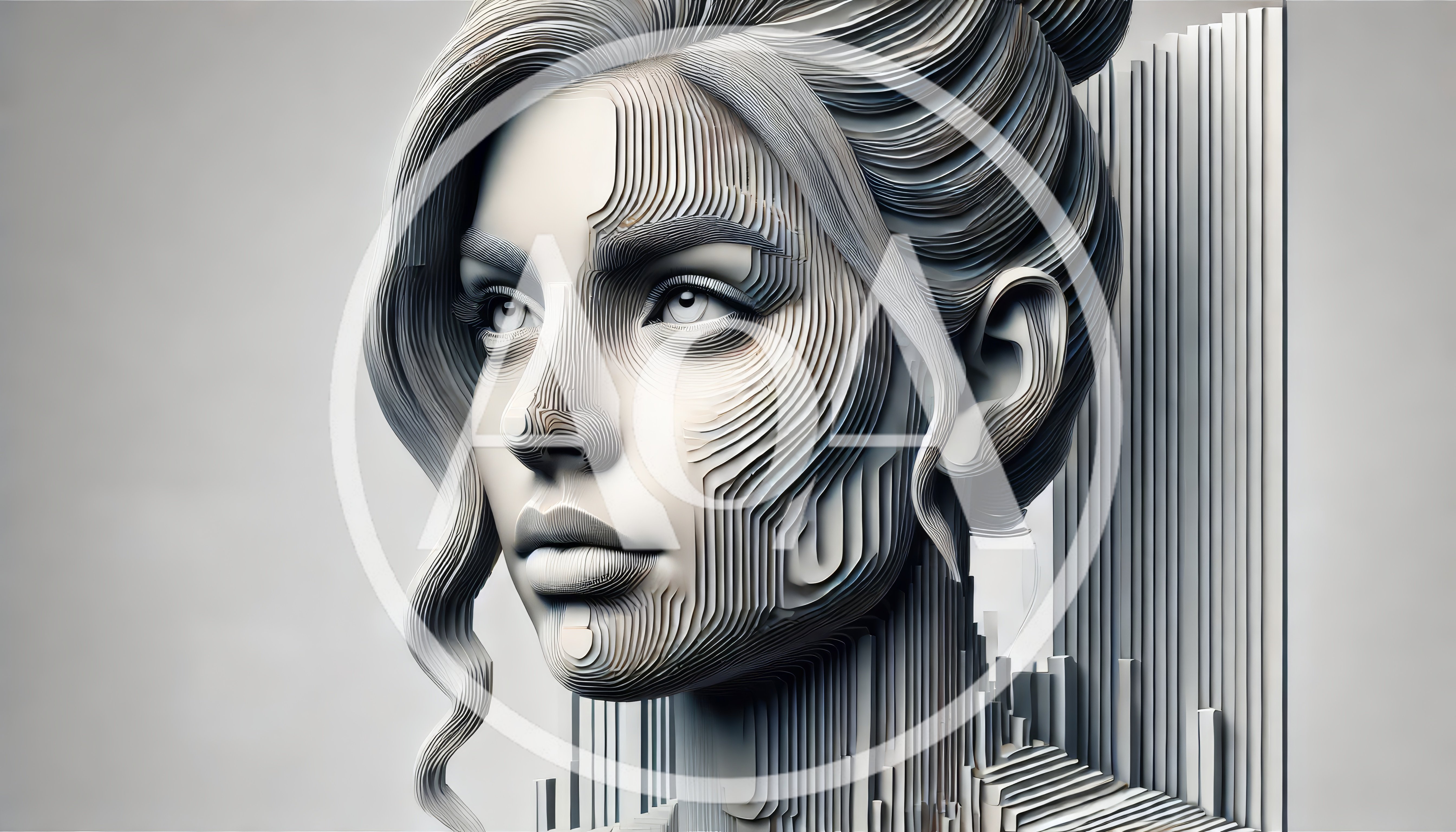 Abstract Layered Paper Cutout Portrait Of A Woman