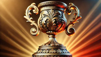 Ornate Golden Trophy Cup With Radiant Background