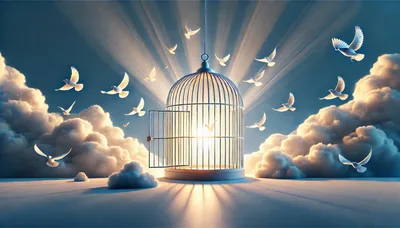 White Doves Flying From An Open Birdcage