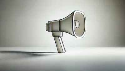 Stylized 3D Megaphone Icon On Neutral Background