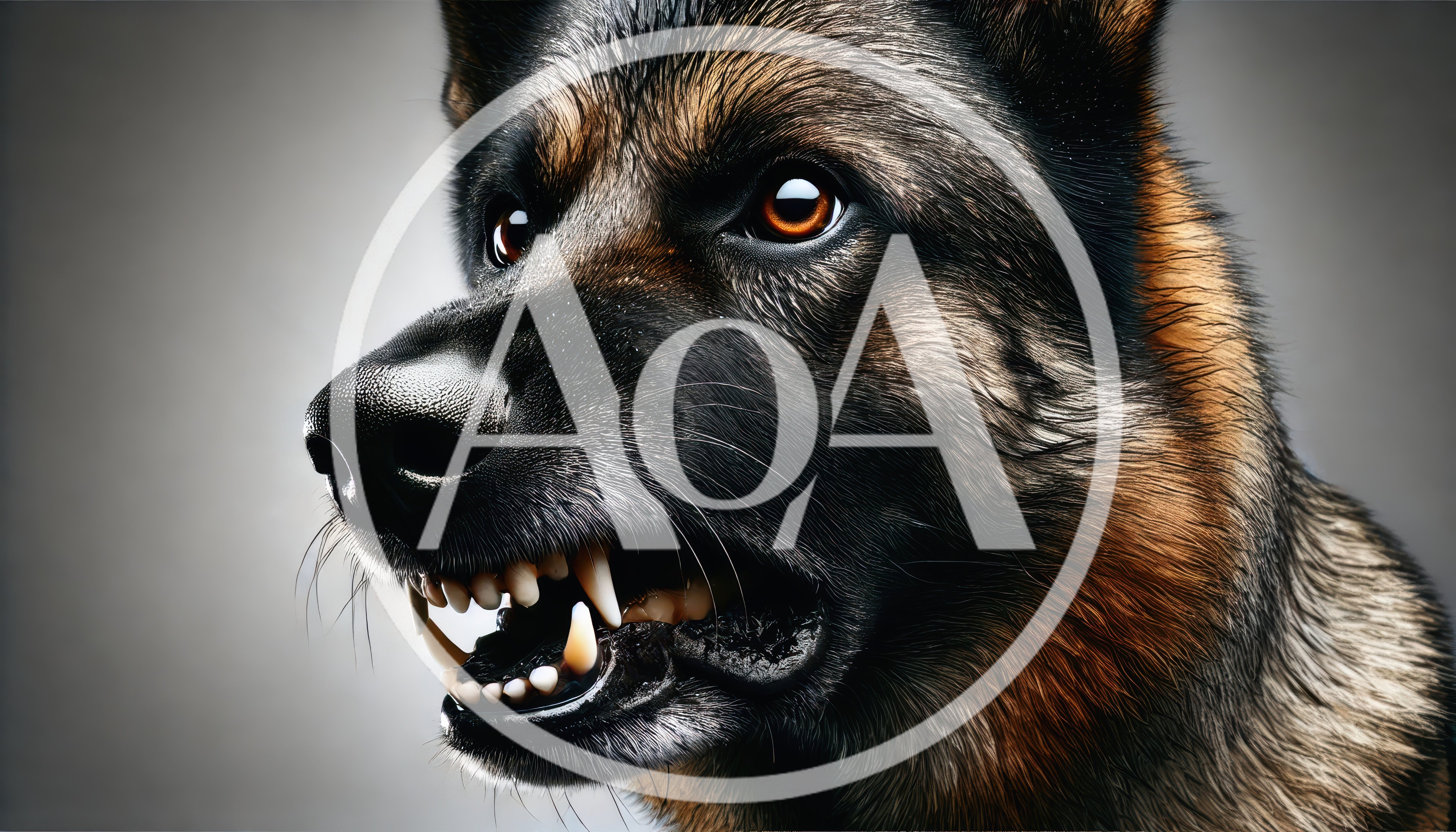 Aggressive German Shepherd Dog Snarling Close Up
