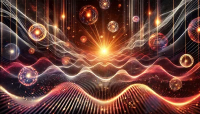 Abstract Digital Waves With Glowing Spheres