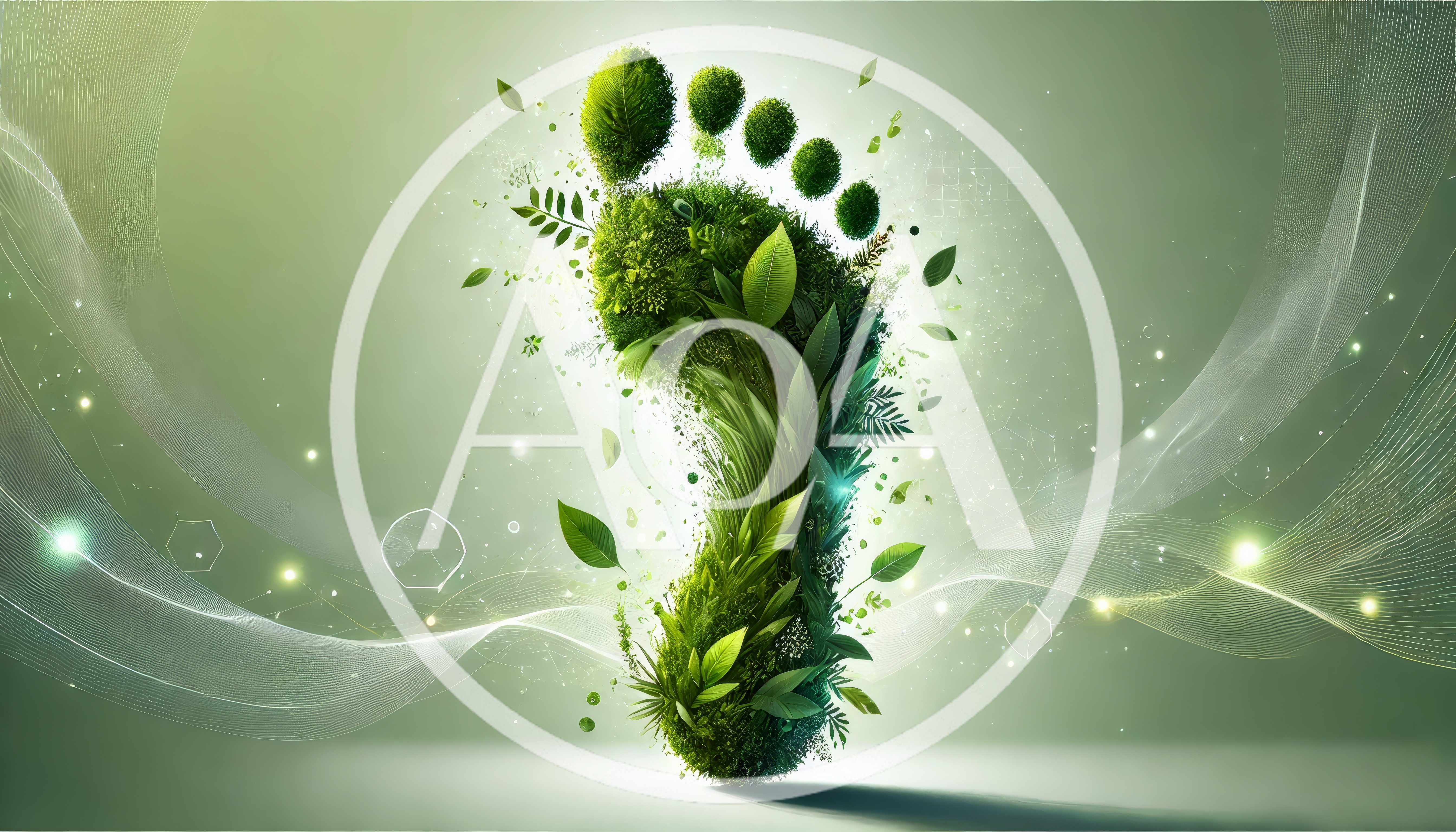 Conceptual Green Footprint Made Of Lush Foliage