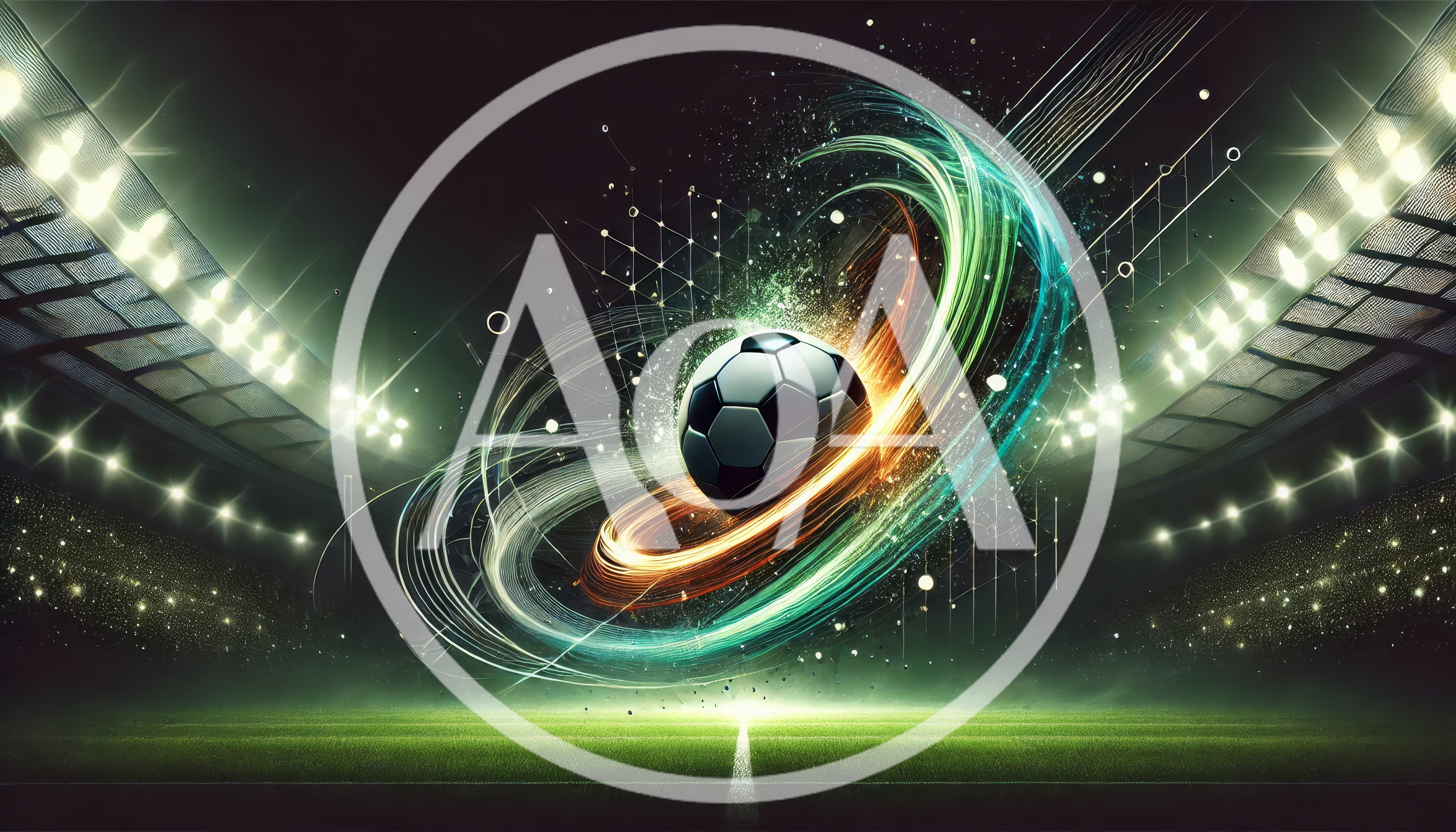 Soccer Ball With Dynamic Energy Trails In Stadium