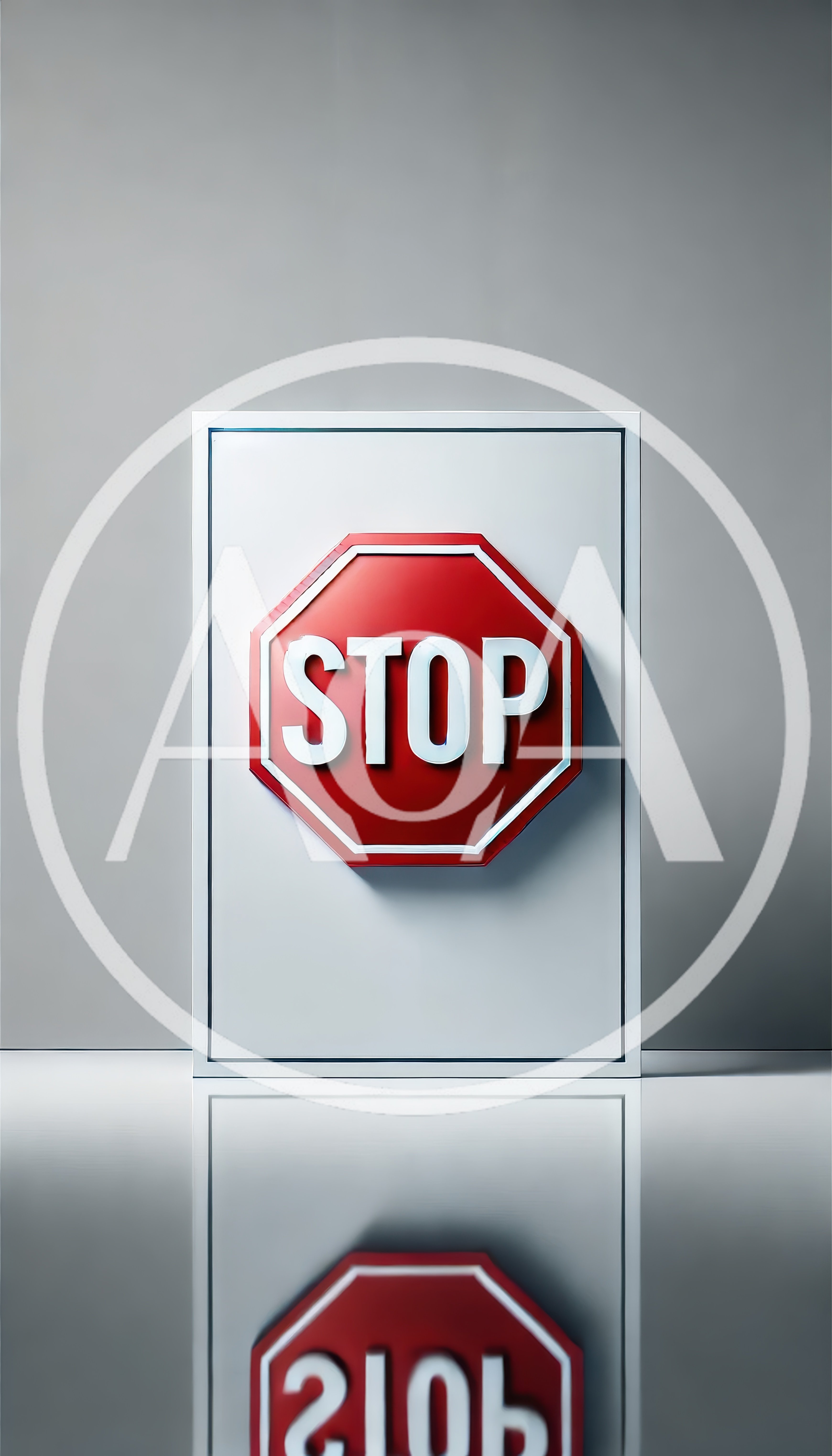 3D Rendered Stop Sign On White Panel