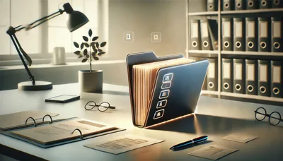 Digital File Folder Icon On Office Desk