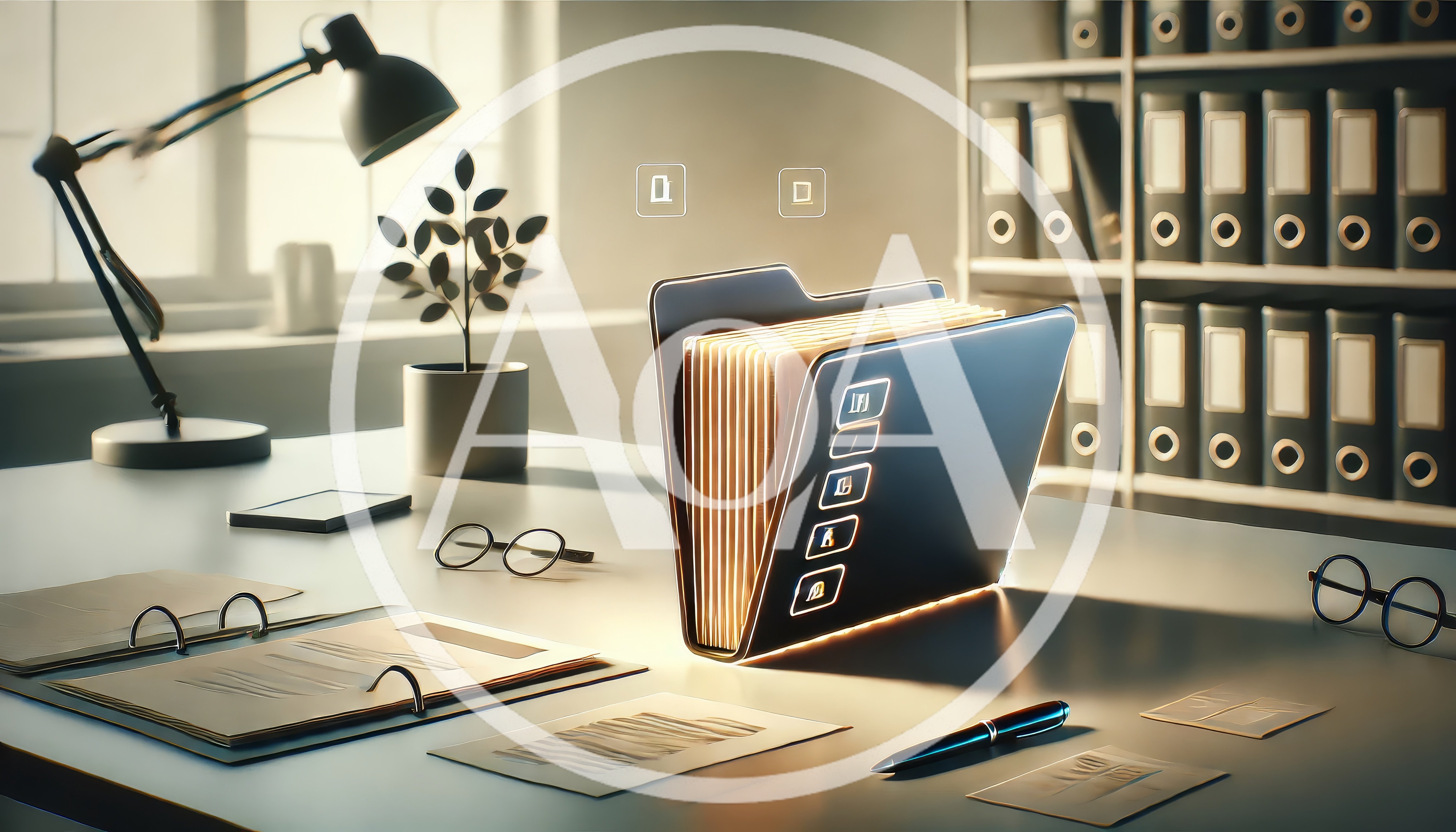 Digital File Folder Icon On Office Desk
