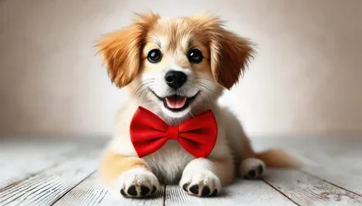 Adorable Puppy Wearing A Red Bow Tie
