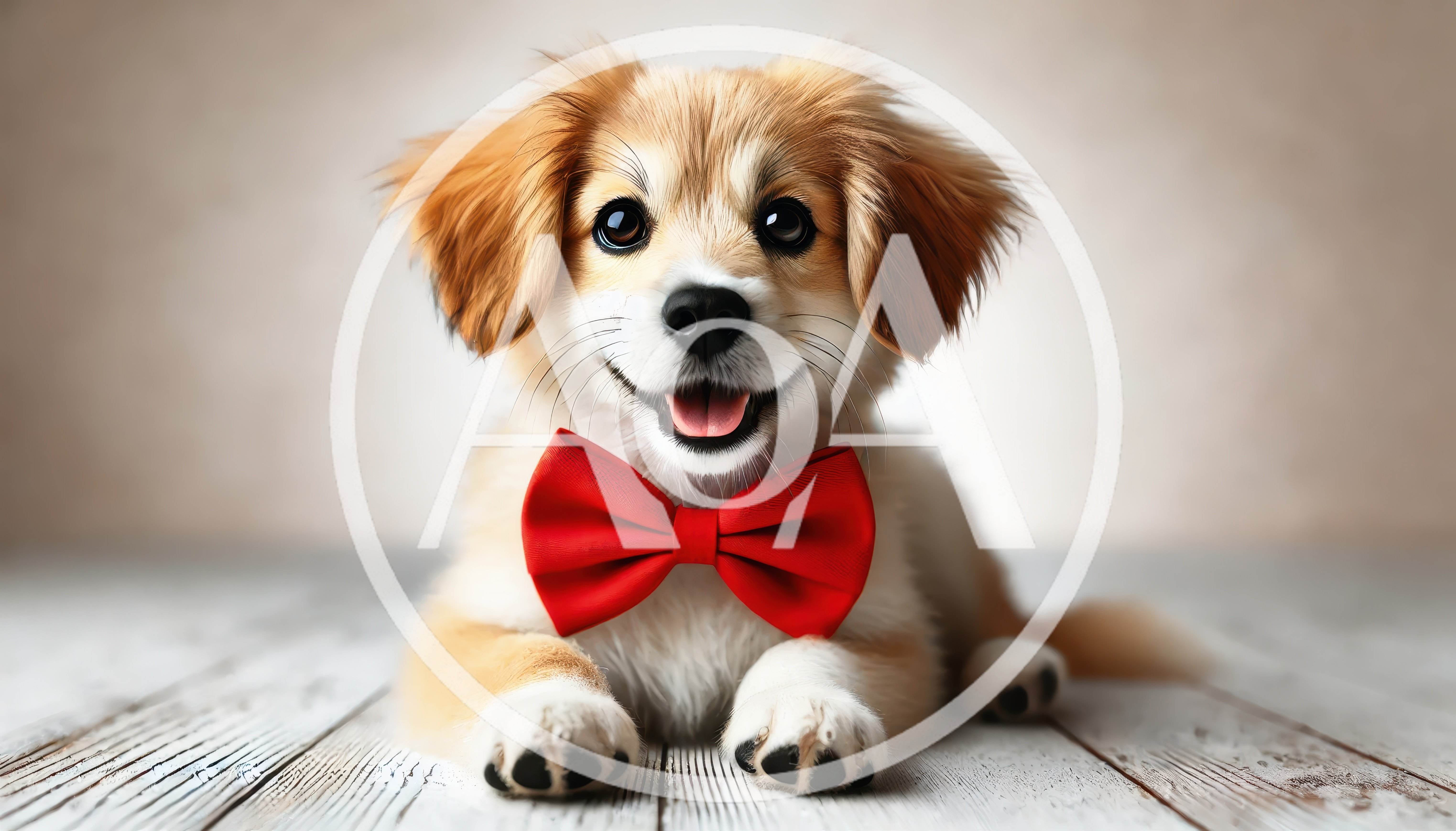 Adorable Puppy Wearing A Red Bow Tie