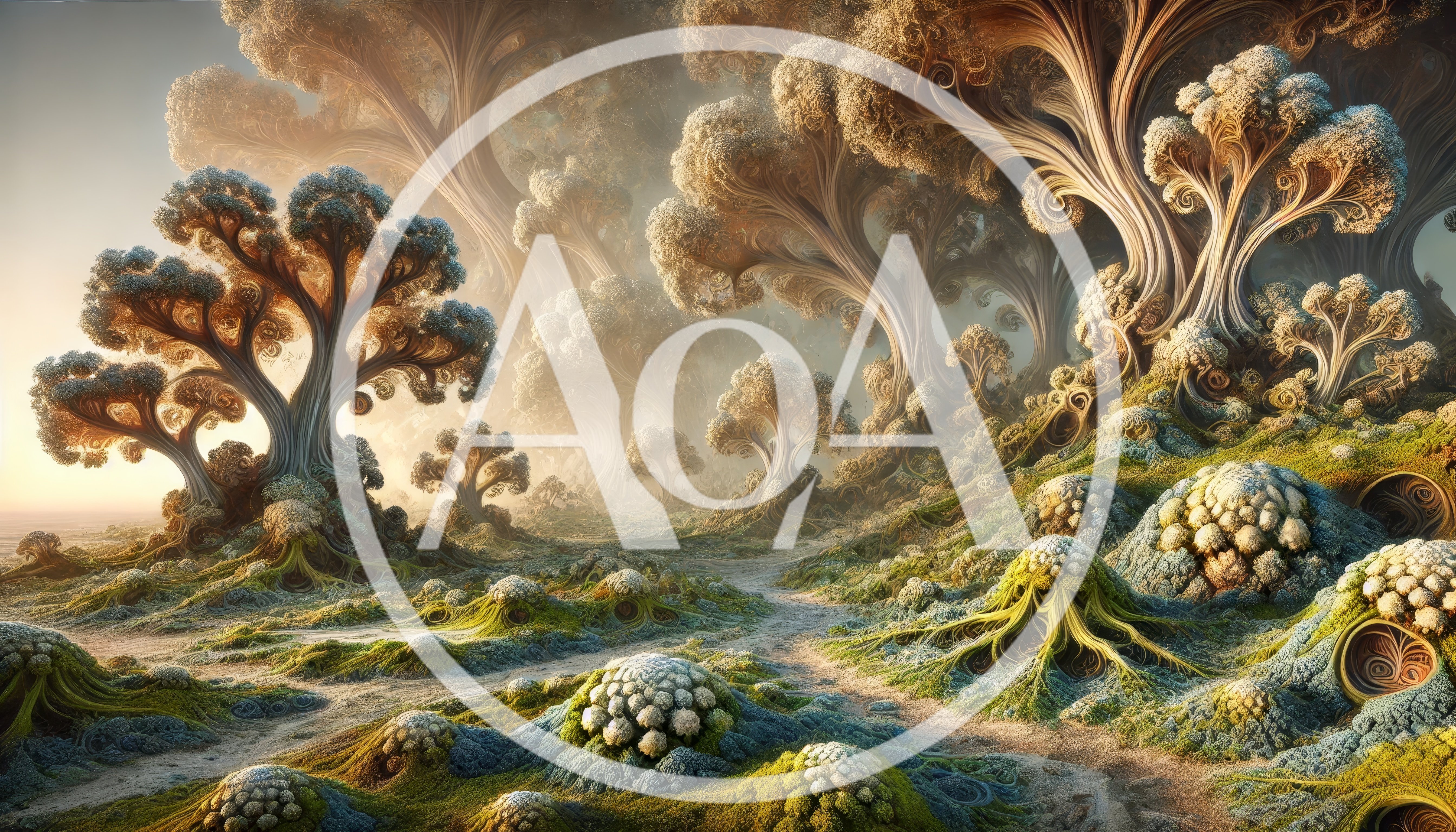 Surreal Fractal Forest Landscape With Intricate Organic Structures