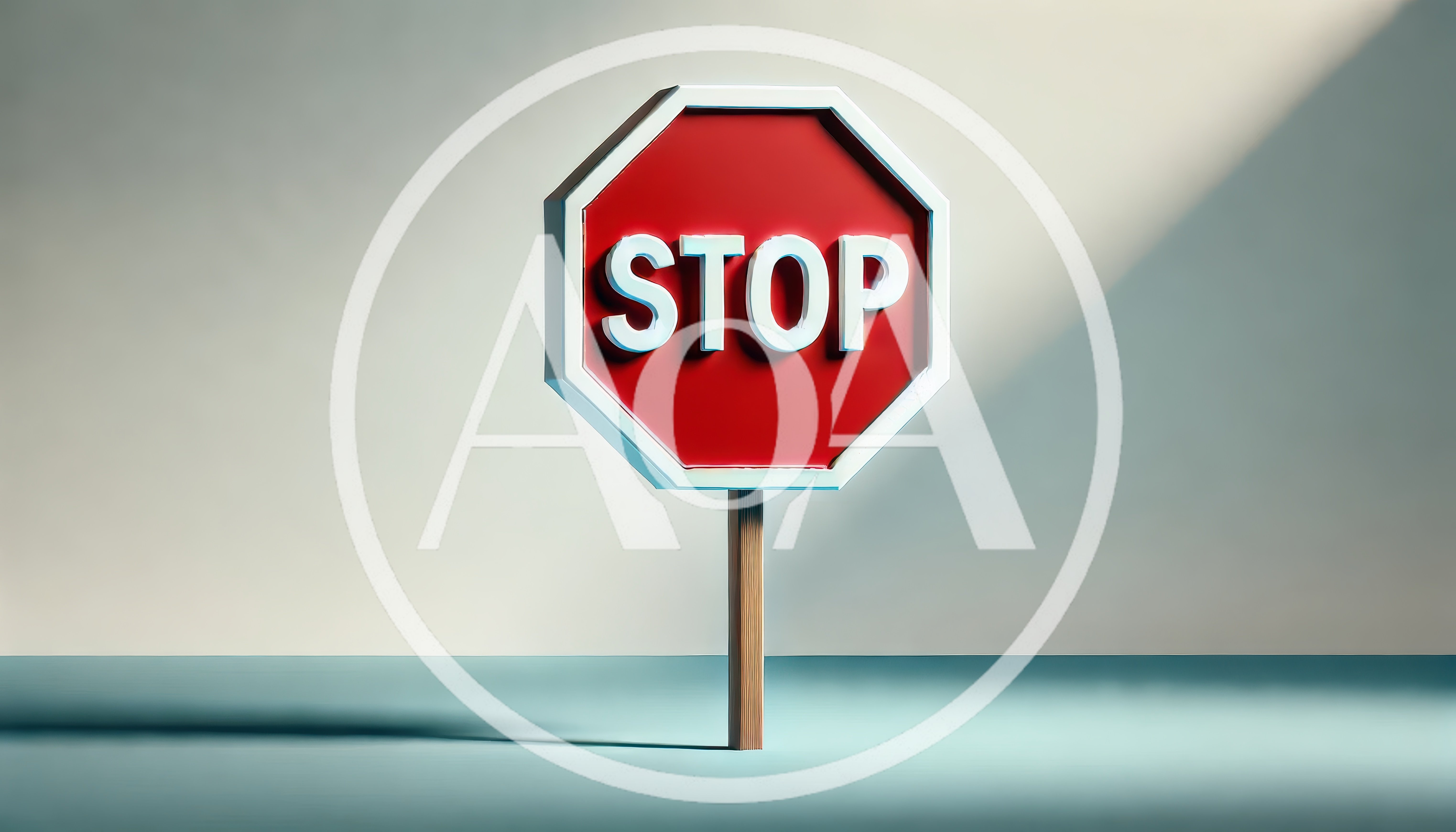 3D Rendered Stop Sign On A Wooden Post
