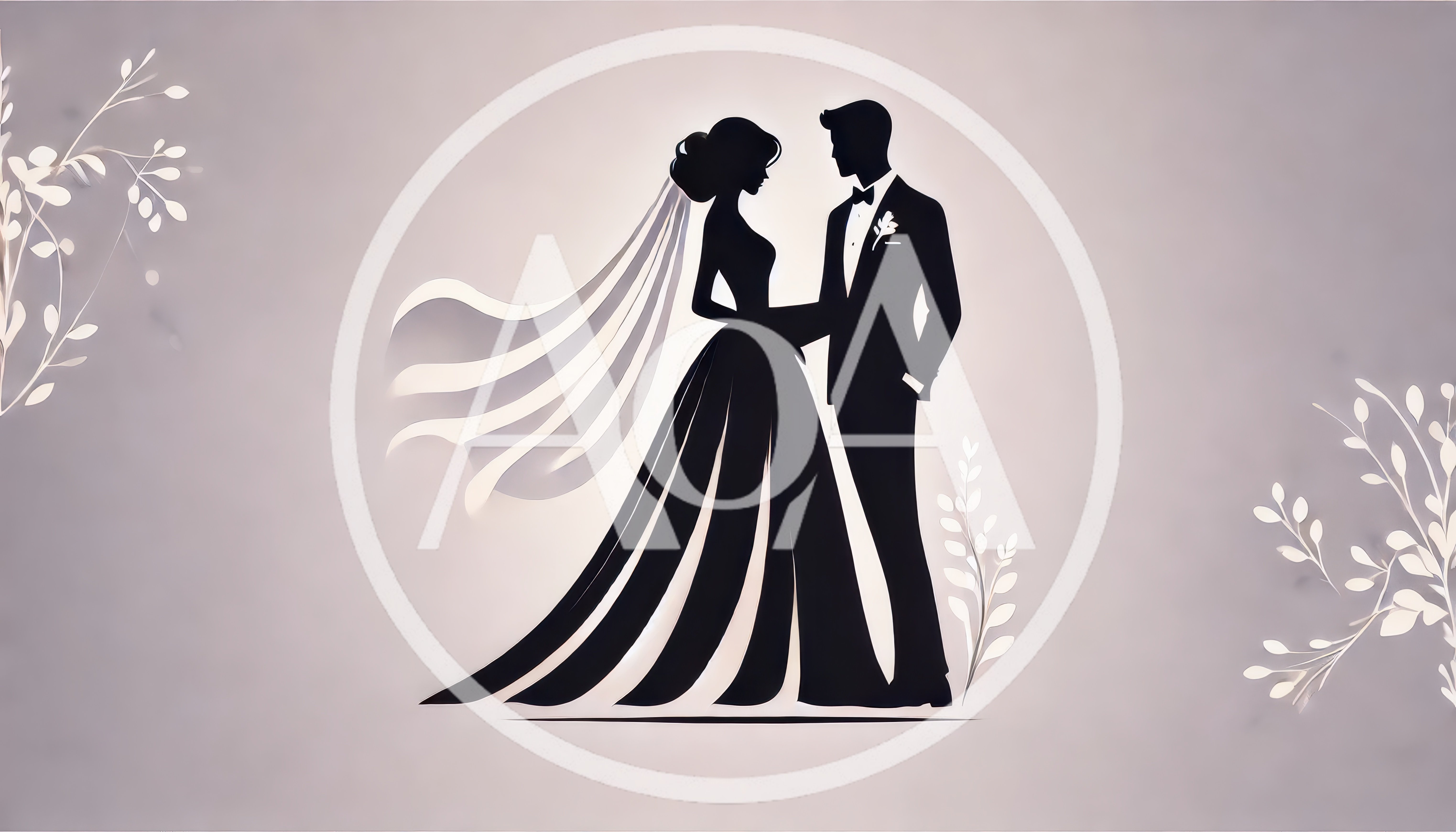 Silhouette Illustration Of A Bride And Groom