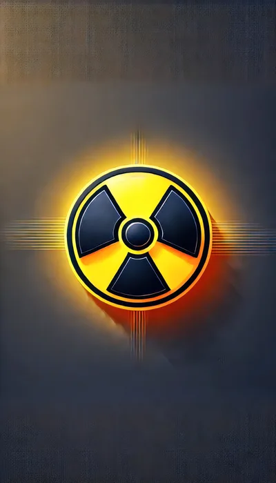 Glowing Radioactive Hazard Symbol On Dark Textured Background