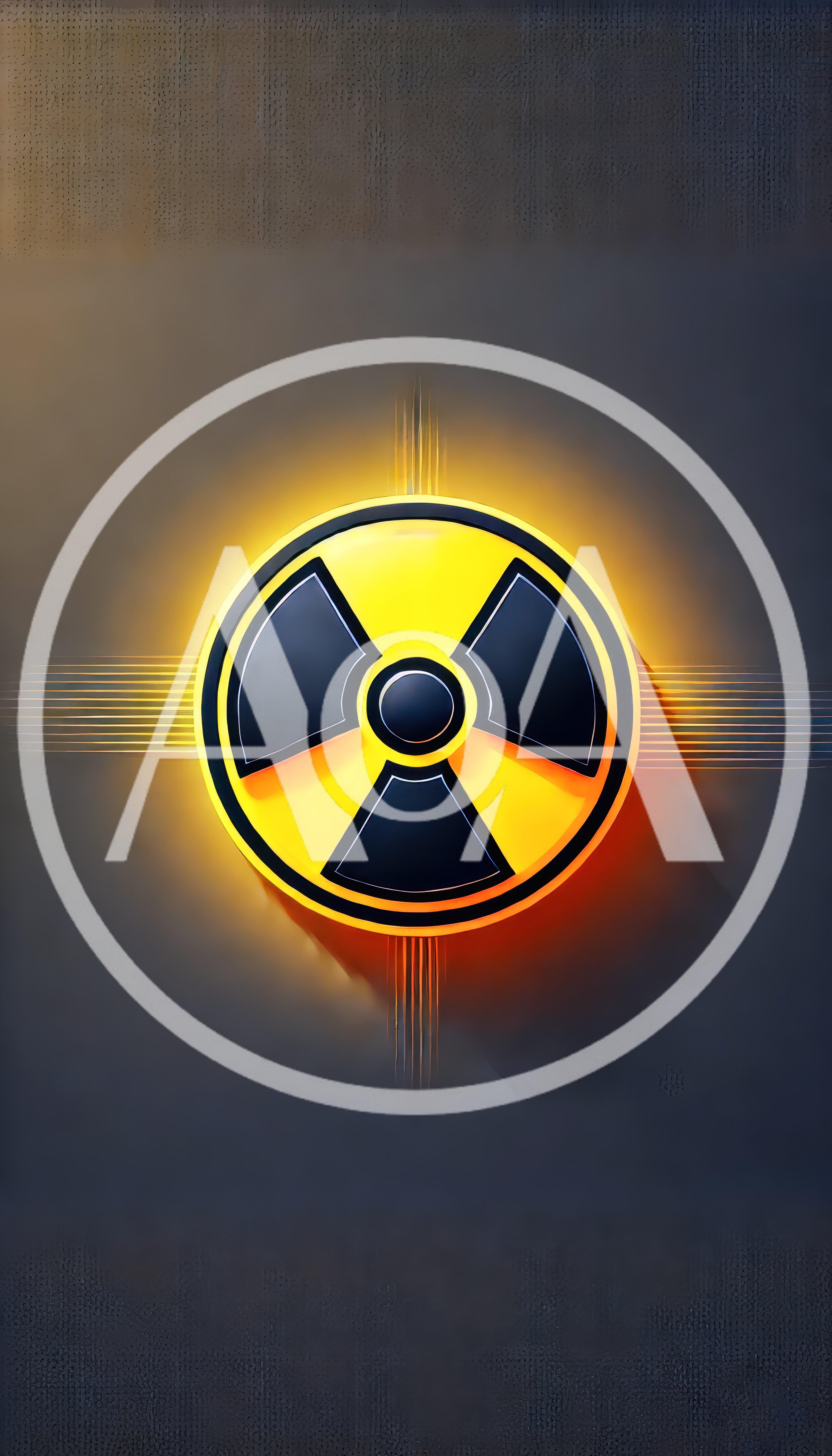 Glowing Radioactive Hazard Symbol On Dark Textured Background