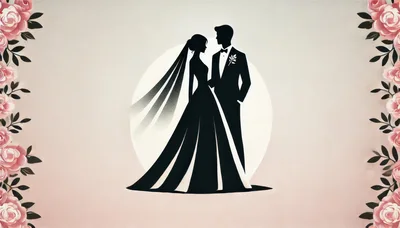 Silhouette Of A Bride And Groom Wedding Illustration