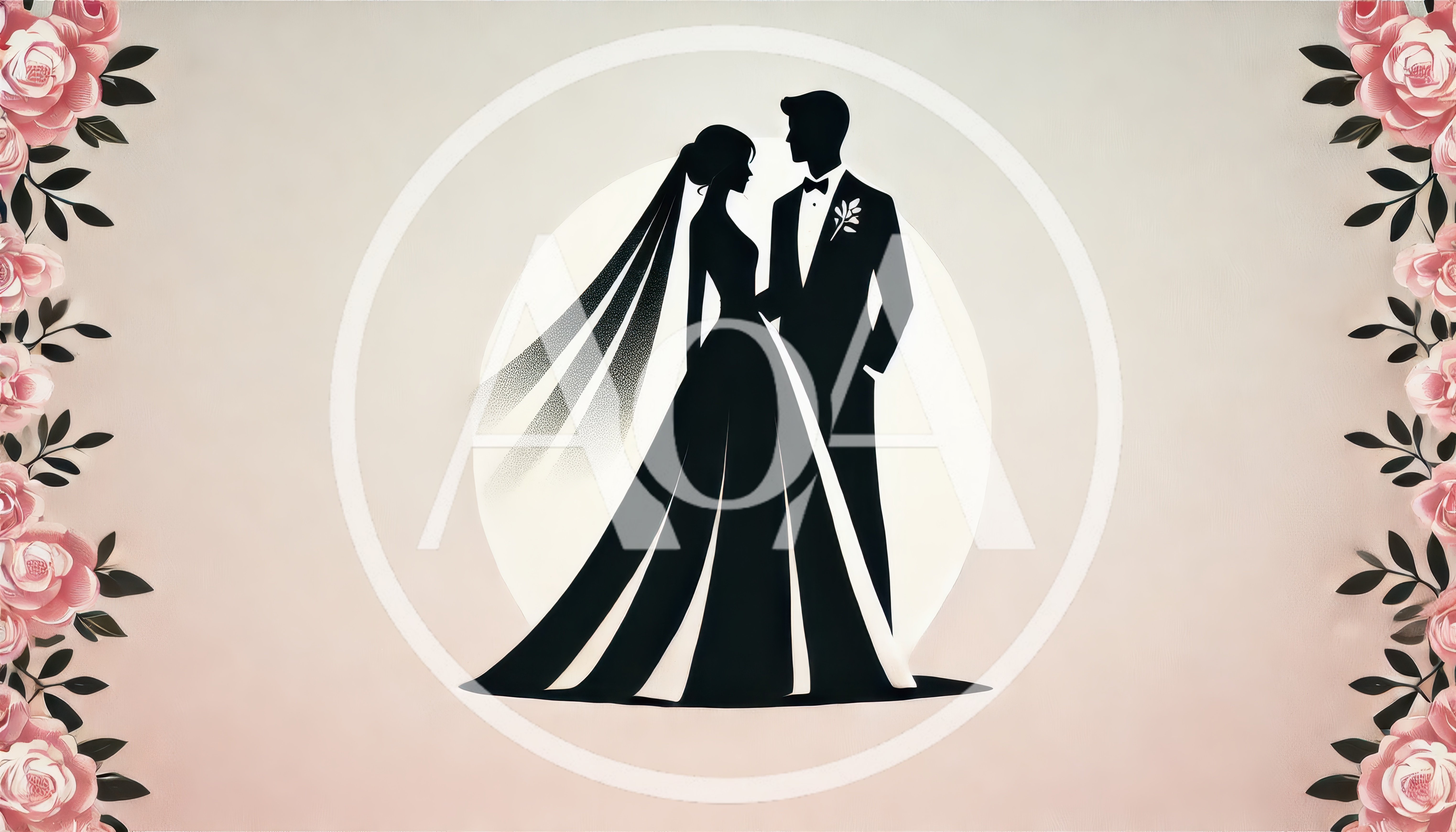 Silhouette Of A Bride And Groom Wedding Illustration