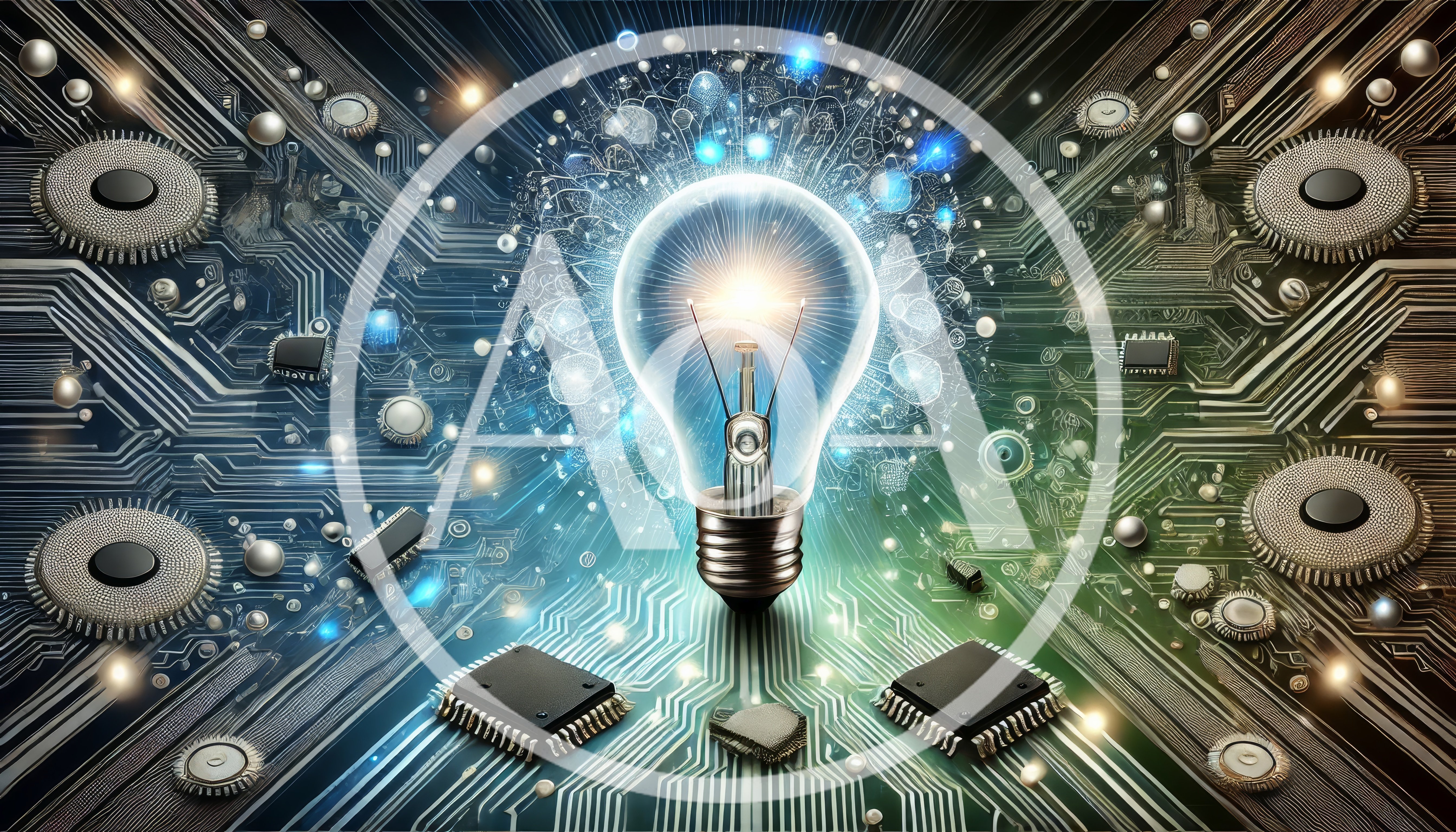 Glowing Light Bulb On Digital Circuit Board