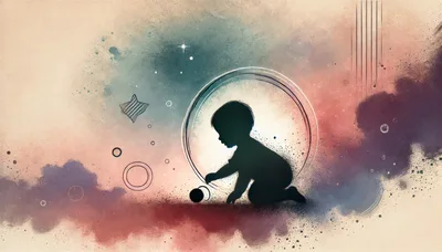 Silhouette Of A Toddler Playing In A Dreamy Abstract Space