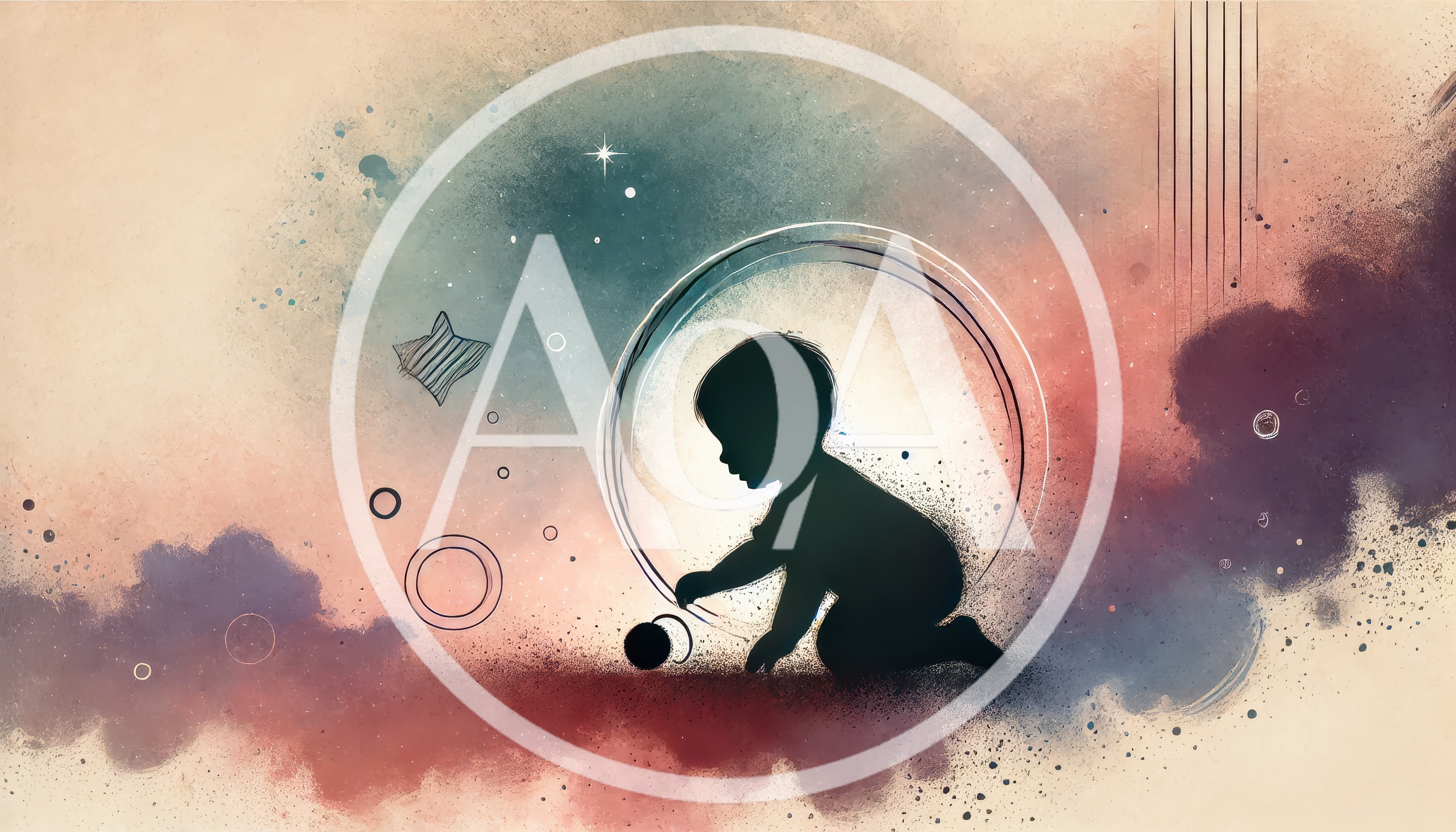 Silhouette Of A Toddler Playing In A Dreamy Abstract Space
