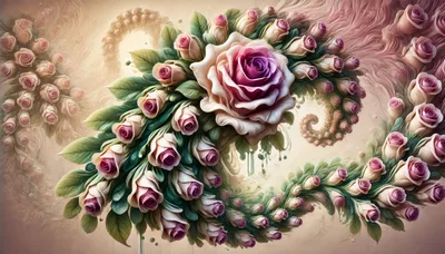 Surreal Fractal Spiral Of Pink Roses