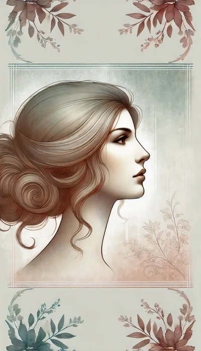 Elegant Profile Portrait Of A Woman With Floral Accents