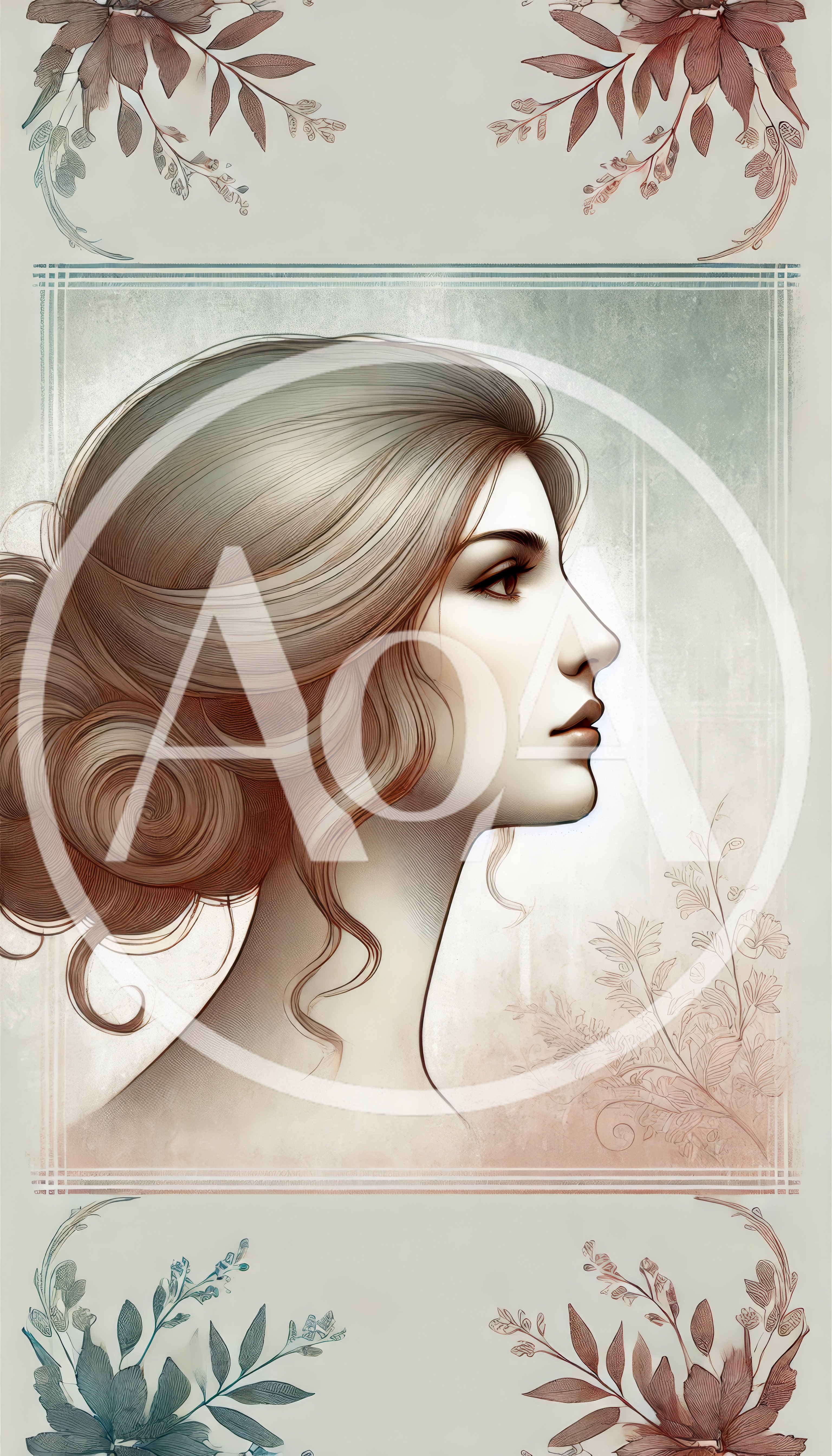 Elegant Profile Portrait Of A Woman With Floral Accents