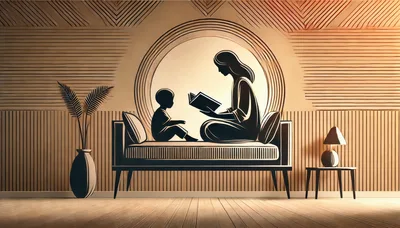 Silhouette Of A Mother Reading To Her Child