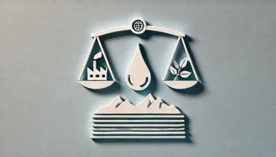 Conceptual Balance Scale With Industry And Nature Icons