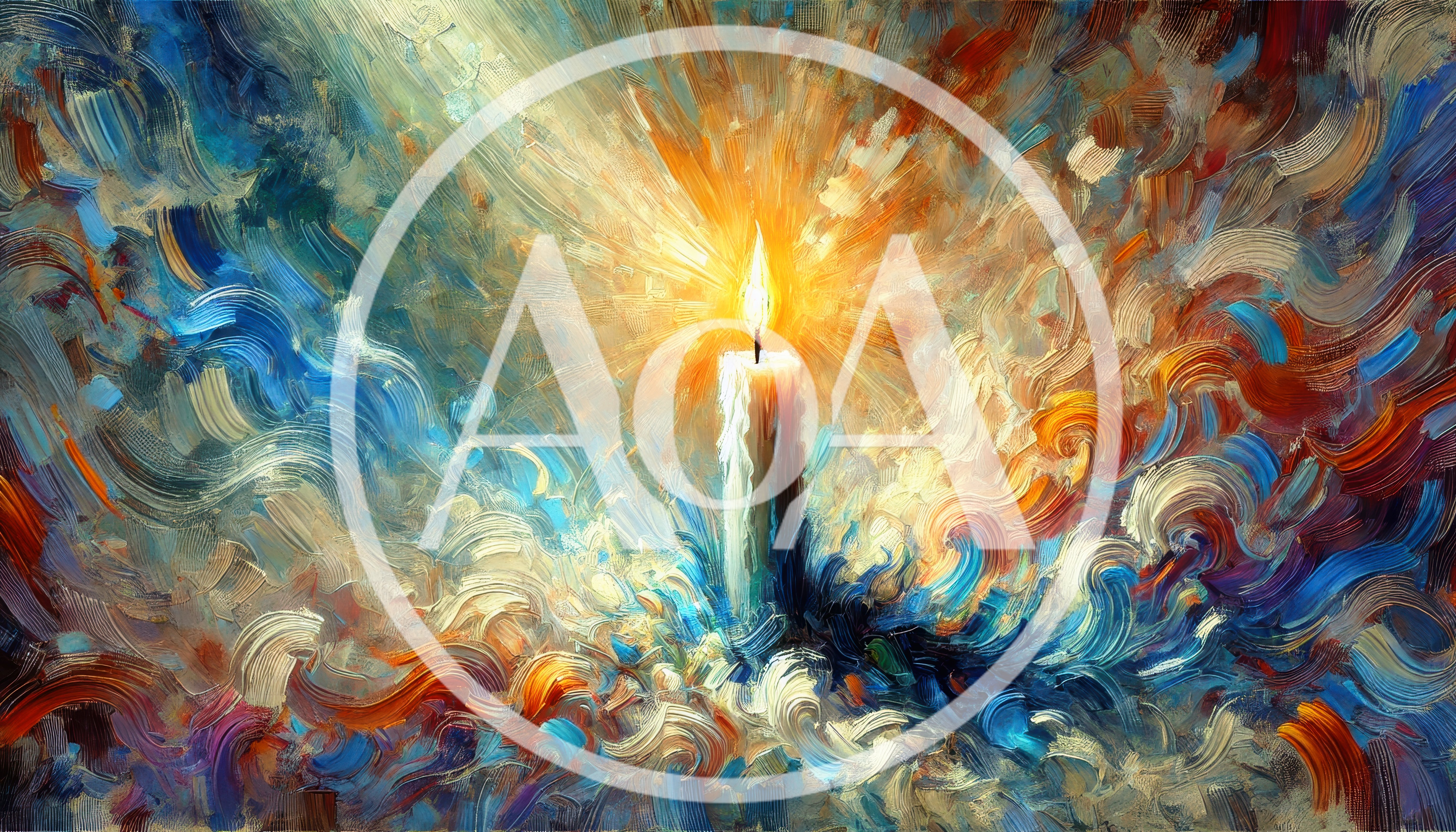 Abstract Oil Painting Of A Glowing Candle