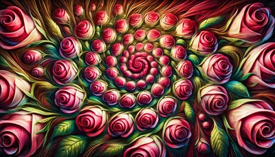 Abstract Spiral Pattern Of Vibrant Pink Roses