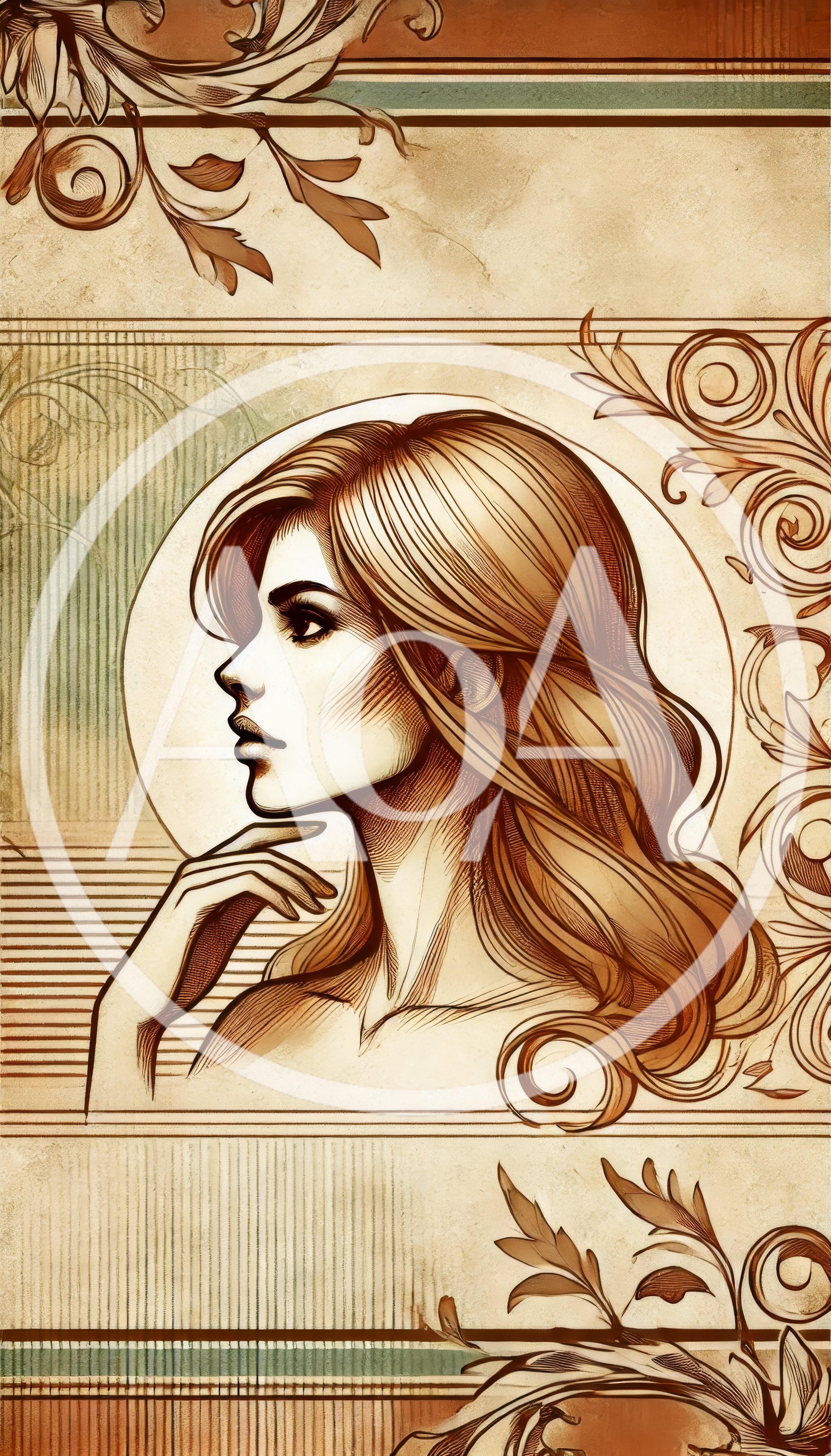 Art Nouveau Illustration Of A Woman In Profile