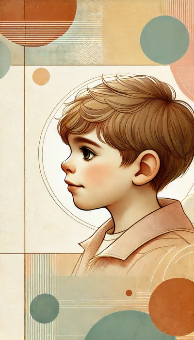 Stylized Illustration Of A Young Boy In Profile