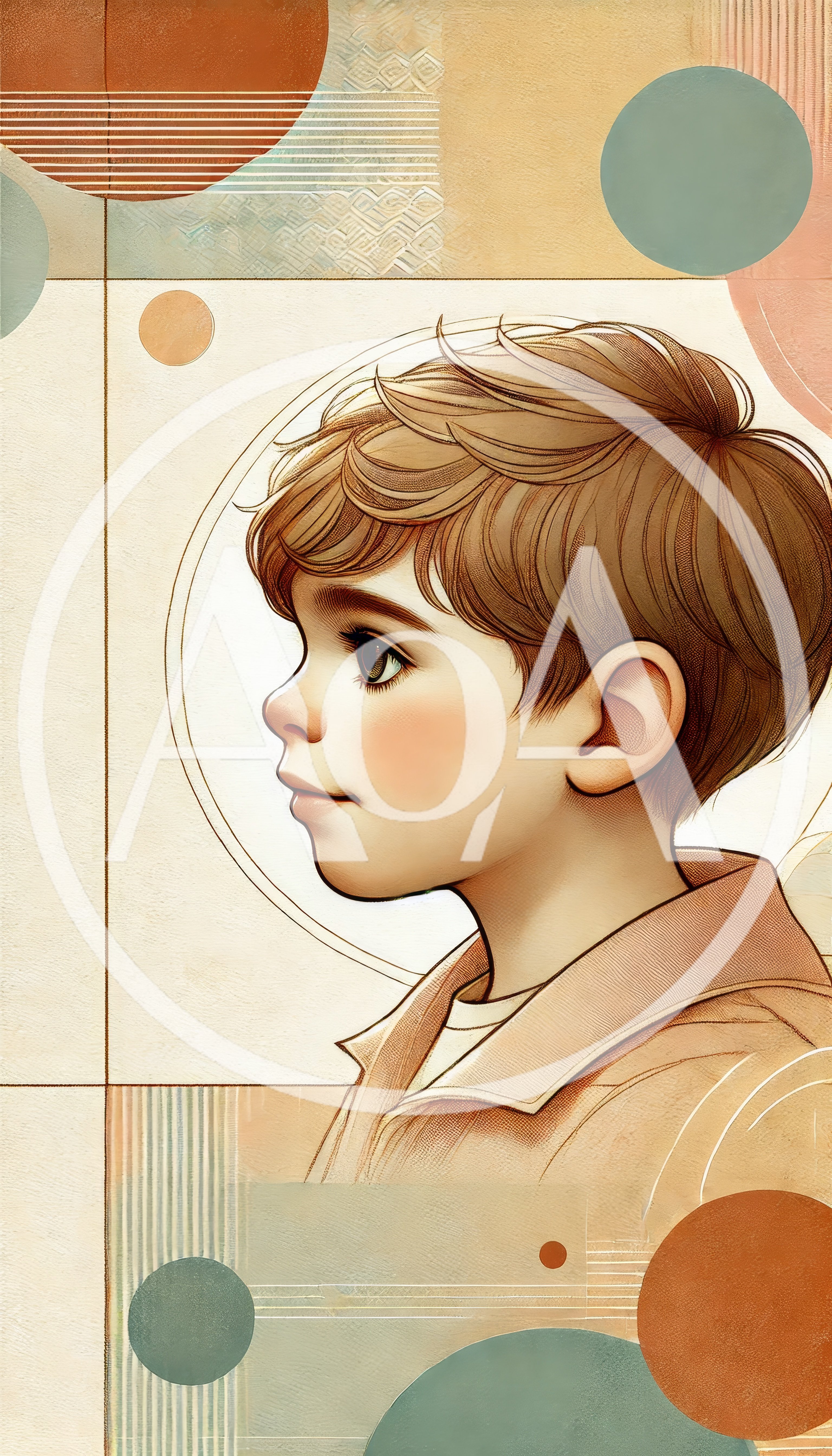 Stylized Illustration Of A Young Boy In Profile