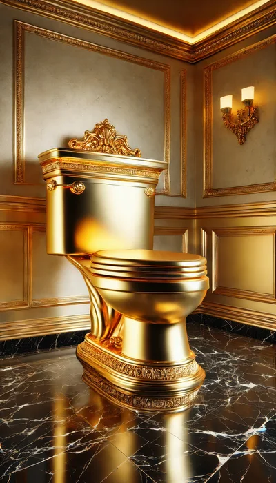 Luxurious Ornate Gold Toilet in Opulent Bathroom