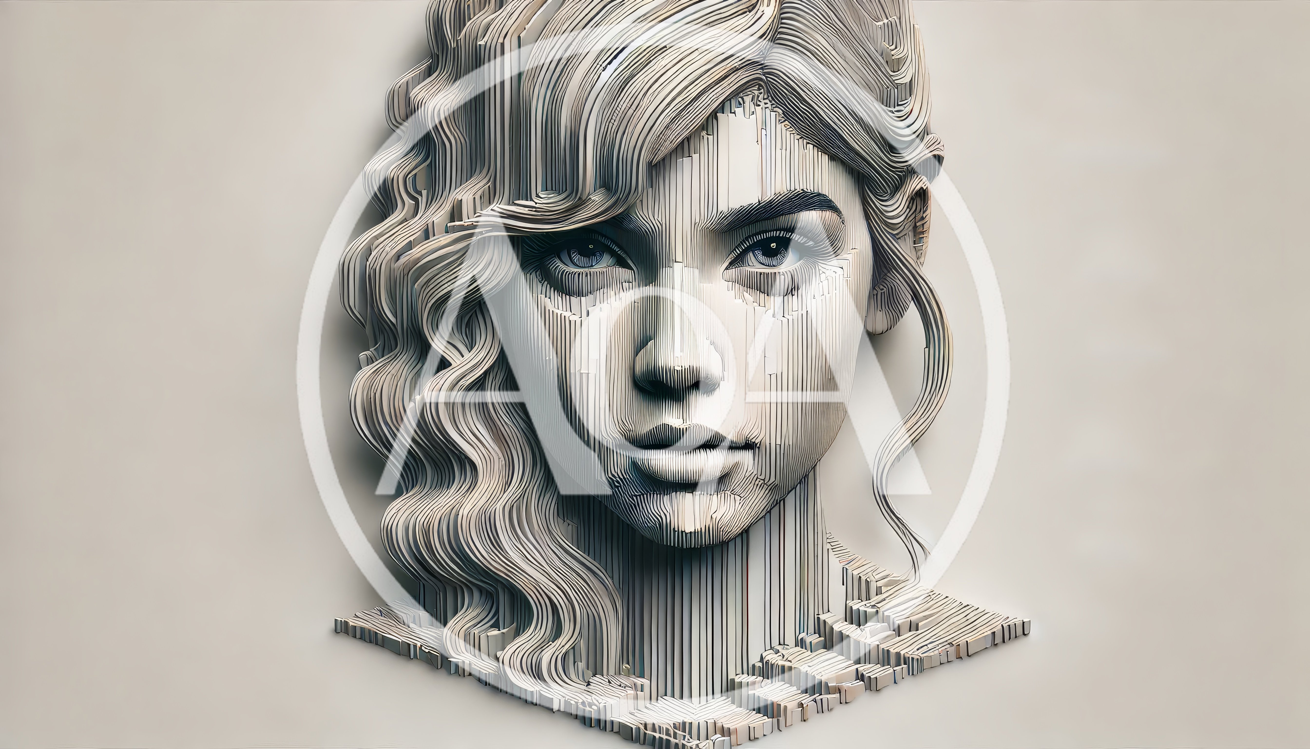 Abstract 3D Paper Cutout Portrait Of A Woman