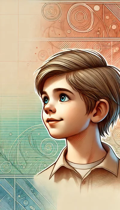 Digital Illustration Of A Young Boy Looking Upward